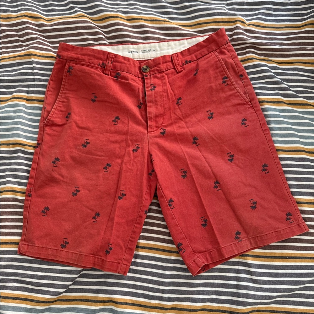 Old Navy Red Flat Front Shorts Nautical Print